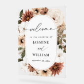 Rustikale neutrale Boho Floral Wedding Willkommen Acrylschild (Winkel)