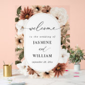 Rustikale neutrale Boho Floral Wedding Willkommen Acrylschild (Hochzeit)