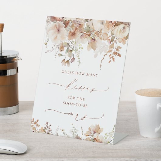 Rustikale neutrale Boho Floral wie viele Küsse Sockelschild (In SItu)