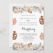 Rustikale neutrale Boho-Hochzeit Einladung (Vorderseite)