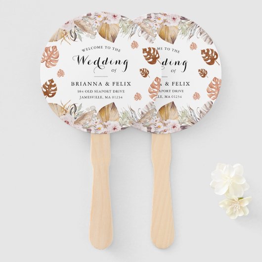 Rustikale neutrale Boho-Hochzeit Fächer (Vorne und Hinten)