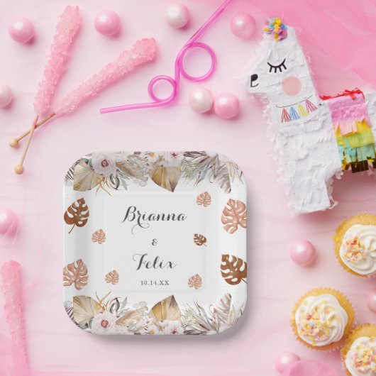 Rustikale neutrale Boho-Hochzeit Pappteller (Party)