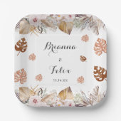 Rustikale neutrale Boho-Hochzeit Pappteller (Vorderseite)