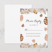 Rustikale neutrale Boho-Hochzeit RSVP Karte (Vorne/Hinten)