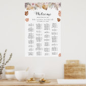 Rustikale neutrale Boho-Hochzeit Sitzordnung Poster (Küche)