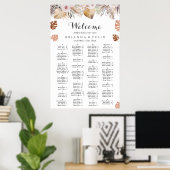 Rustikale neutrale Boho-Hochzeit Sitzordnung Poster (Heimbüro)