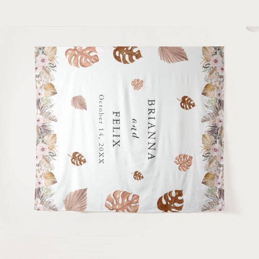 Rustikale neutrale Boho-Hochzeit Wandteppich (Vorderseite (Horizontal))