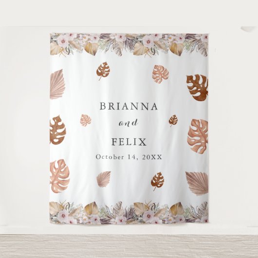 Rustikale neutrale Boho-Hochzeit Wandteppich (Vorderseite)