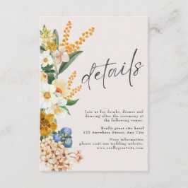 Rustikale neutrale Boho Minimalistische Wildblume Begleitkarte