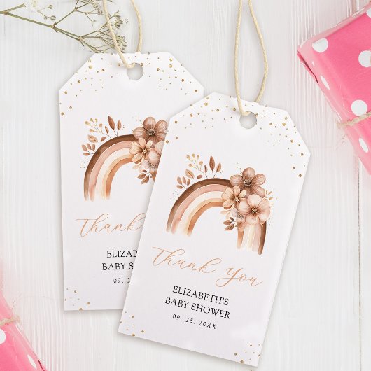 Rustikale neutrale Boho Wasserfarbe Rainbow Baby D Geschenkanhänger