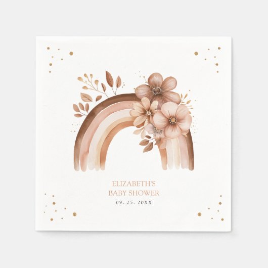 Rustikale neutrale Boho Wasserfarbe Rainbow Baby D Serviette (Vorderseite)