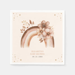 Rustikale neutrale Boho Wasserfarbe Rainbow Baby D Serviette