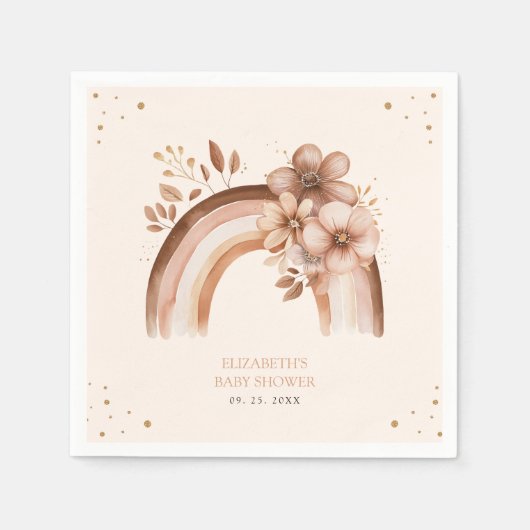 Rustikale neutrale Boho Wasserfarbe Rainbow Baby D Serviette (Vorderseite)