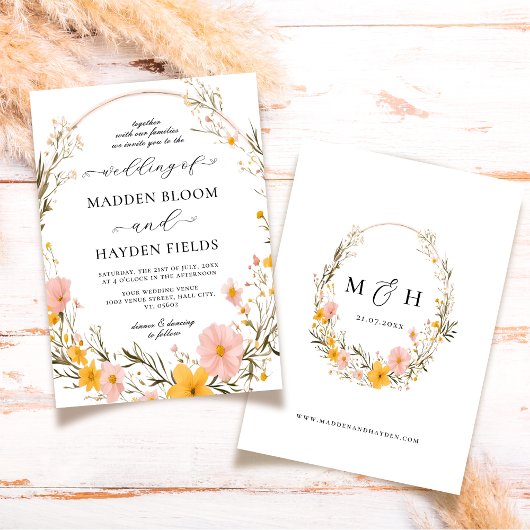 Rustikale neutrale Boho-Wildblume Einladung