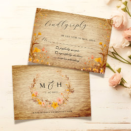 Rustikale neutrale Boho-Wildblume RSVP Karte