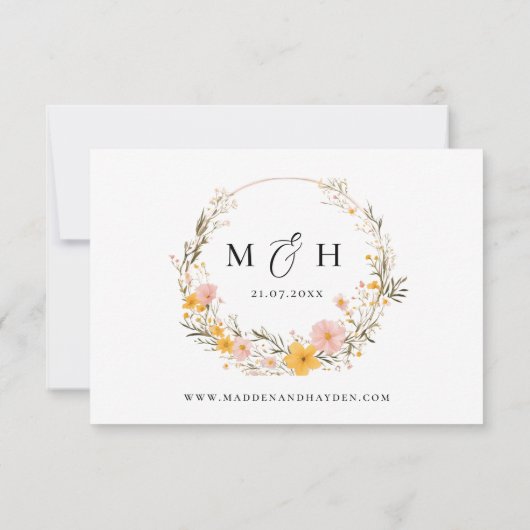 Rustikale neutrale Boho-Wildblume RSVP Karte (Rückseite)