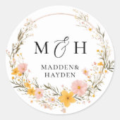 Rustikale neutrale Boho-Wildblume Runder Aufkleber (Vorderseite)