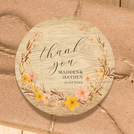 Rustikale neutrale Boho-Wildblume Runder Aufkleber