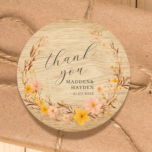 Rustikale neutrale Boho-Wildblume Runder Aufkleber