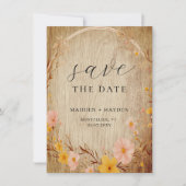 Rustikale neutrale Boho-Wildblume Save The Date (Vorderseite)
