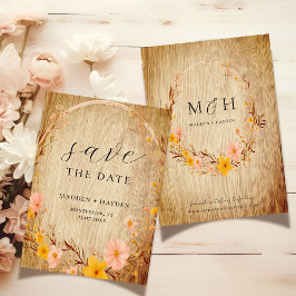 Rustikale neutrale Boho-Wildblume Save The Date