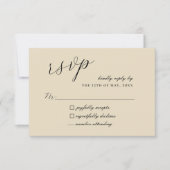 Rustikale neutrale Boho Wildblume Wreath Wood Look RSVP Karte (Vorderseite)