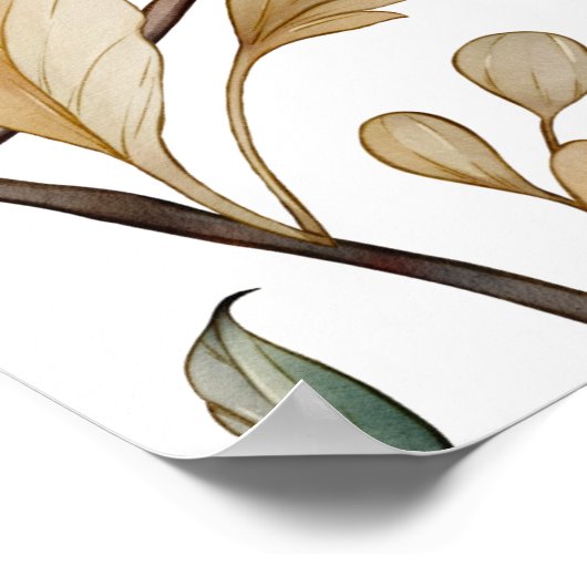 Rustikale, neutrale Botanische Hochzeit Poster (Ecke)