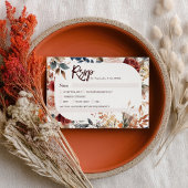 Rustikale neutrale Burgund Boho Fall Floral Weddin RSVP Karte