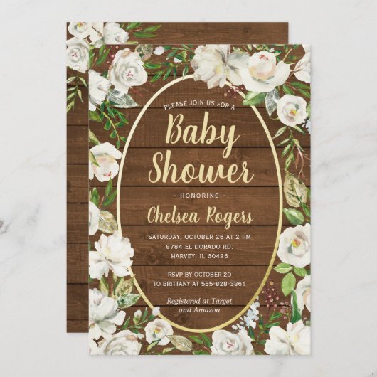 Rustikale neutrale Country-Babydusche Einladung (Vorne/Hinten)