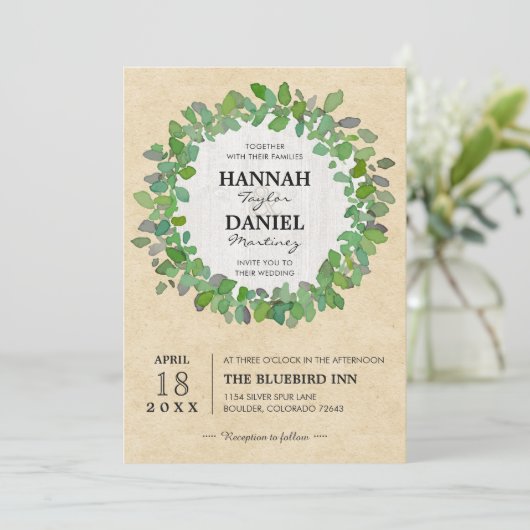 Rustikale neutrale Einladung für einen Heiratsschr (Stehend Vorderseite)