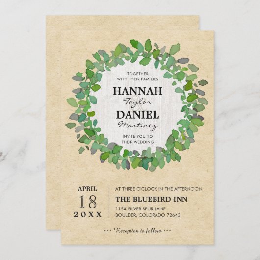 Rustikale neutrale Einladung für einen Heiratsschr (Vorne/Hinten)