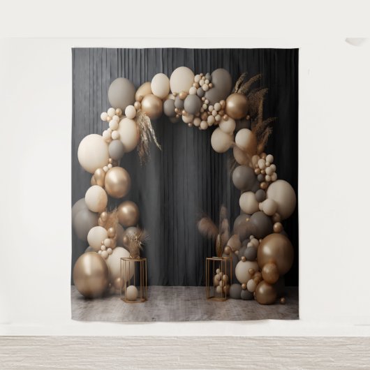 Rustikale neutrale Farben Ballon Arch Hanging Wandteppich (Vorderseite)