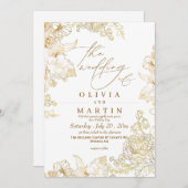 Rustikale neutrale Flora Rose Goldene Hochzeit Ein Einladung (Vorne/Hinten)