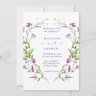 Rustikale neutrale Floral-Hochzeit Einladung