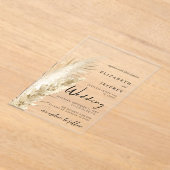 Rustikale neutrale Groß-Hochzeit von Boho Pampas Acryleinladungen (Ablage )