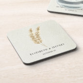 Rustikale neutrale Groß-Hochzeit von Boho Pampas Getränkeuntersetzer (Linke Seite)