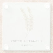 Rustikale neutrale Groß-Hochzeit von Boho Pampas Glasuntersetzer (Rückseite)