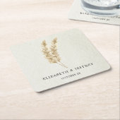 Rustikale neutrale Groß-Hochzeit von Boho Pampas Rechteckiger Pappuntersetzer (angewinkelt)