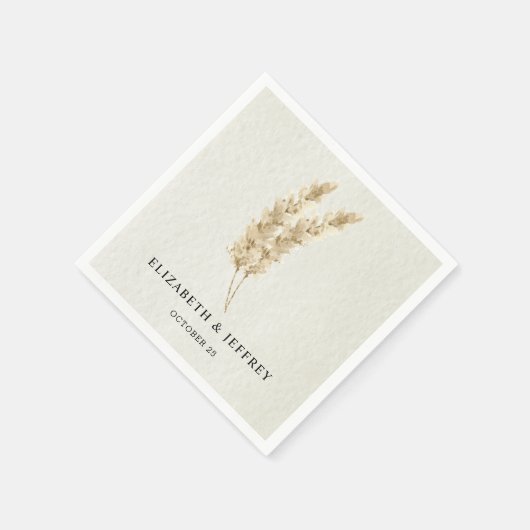 Rustikale neutrale Groß-Hochzeit von Boho Pampas Serviette (Ecke)