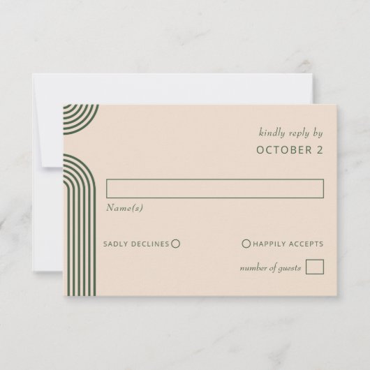 Rustikale, neutrale grüne Hochzeit RSVP Karte (Vorderseite)