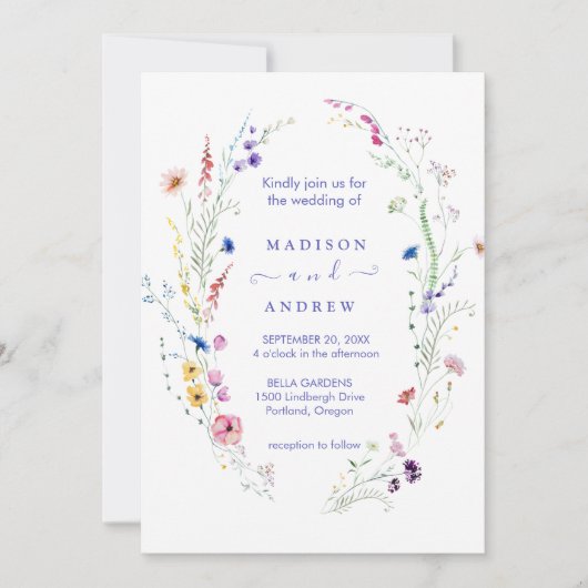 Rustikale neutrale Hochzeit mit Blumen Einladung (Vorderseite)