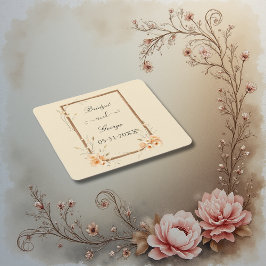 Rustikale, neutrale Hochzeit Rechteckiger Pappuntersetzer