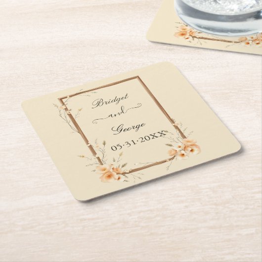 Rustikale, neutrale Hochzeit Rechteckiger Pappuntersetzer (angewinkelt)