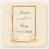 Rustikale, neutrale Hochzeit Rechteckiger Pappuntersetzer (Vorderseite)