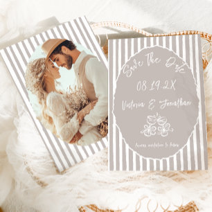 Rustikale neutrale Hochzeit Save The Date
