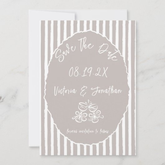 Rustikale neutrale Hochzeit Save The Date (Vorderseite)