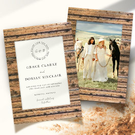 Rustikale neutrale Holzplatemark Boho Foto Wedding Save The Date