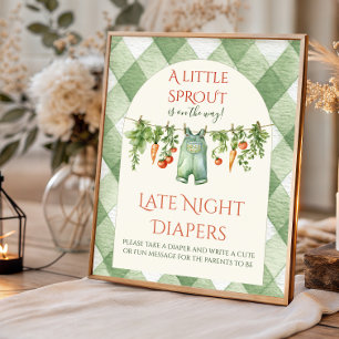 Rustikale neutrale Knospe Baby Shower Windel Spaß Poster