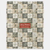 Rustikale, neutrale Pastellfarben Patchwork Fleecedecke (Vorderseite)