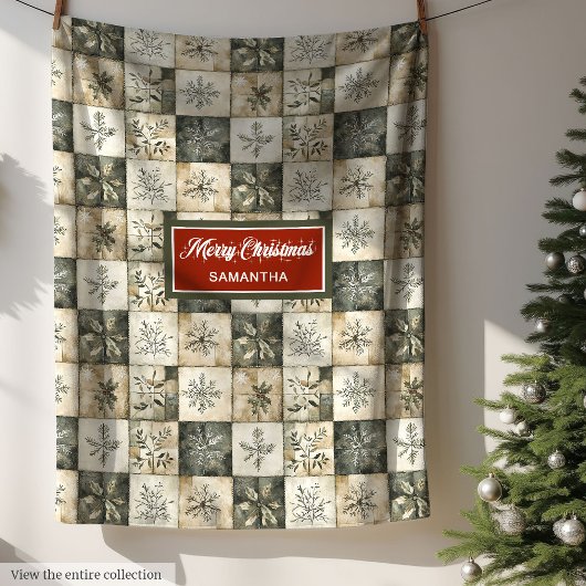 Rustikale, neutrale Pastellfarben Patchwork Fleecedecke